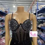Robe moulante avec strass et paillettes - noire – Image 3