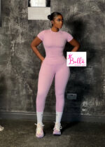 Ensemble Legging taille haute et T-Shirt - rose