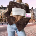 Haut court en maille - marron – Image 3