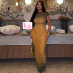 Robe moulante froncée - jaune vert – Image 4