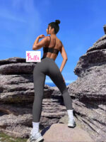 Legging taille haute côtelé et gainant - gris – Image 2