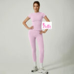 Ensemble Legging taille haute et T-Shirt - rose – Image 6