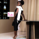 Robe moulante 1 manche - noire blanc – Image 2