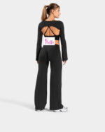 Legging taille haute seamless et bas large - noir – Image 5