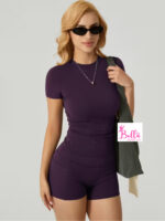 Ensemble short avec poche et haut seamless - violet – Image 4