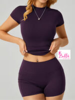 Ensemble short avec poche et haut seamless - violet – Image 5