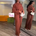 Ensemble pantalon et haut - marron – Image 3