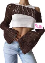 Haut court en maille - marron – Image 2