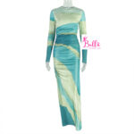 Robe moulante longue manche - vert – Image 5