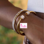 Bracelet  ouvert avec strass - doré (acier inoxydable) – Image 2