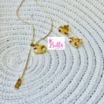 Ensemble de bijoux collier et boucles d’oreilles Céline - doré (acier inoxydable) – Image 6