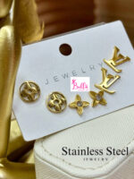 3 paires de Boucles d’oreilles louis - doré (acier inoxydable)
