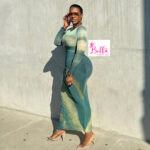 Robe moulante longue manche - vert – Image 3