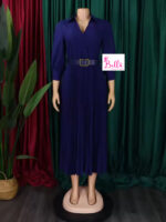 Robe avec ceinture - bleu – Image 3