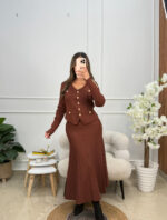 Ensemble jupe + gilet + veste - marron (taille unique) – Image 2