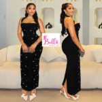 Robe moulante avec strass - noire – Image 2