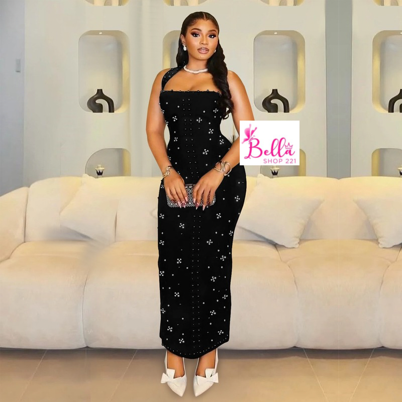 untitled-design-17 Robe moulante avec strass - noire – Image 1