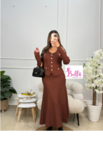 Ensemble jupe + gilet + veste - marron (taille unique) – Image 4