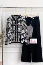 Ensemble pantalon + haut + veste - noir blanc (taille unique) – Image 2