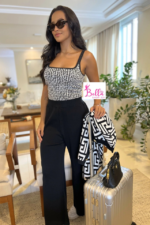 Ensemble pantalon + haut + veste - noir blanc (taille unique) – Image 5