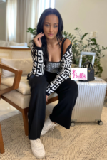 Ensemble pantalon + haut + veste - noir blanc (taille unique) – Image 8