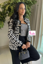 Ensemble pantalon + haut + veste - noir blanc (taille unique) – Image 4
