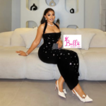 Robe moulante avec strass - noire – Image 3