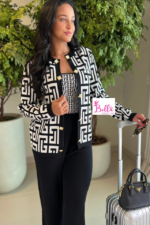 Ensemble pantalon + haut + veste - noir blanc (taille unique) – Image 6