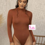 Bodysuit longue manche avec fermeture - marron – Image 2