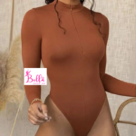 Bodysuit longue manche avec fermeture - marron – Image 3