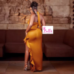 Robe moulante asymétrique - jaune – Image 3