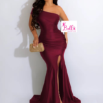 Robe moulante de soirée - rouge bordeaux