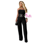 Combinaison avec 3 boucles de ceinture argentées - noire – Image 4