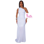 Robe moulante 1 manche - blanche
