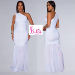 Robe moulante 1 manche - blanche – Image 2