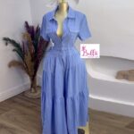 Robe chemise avec ceinture - bleue