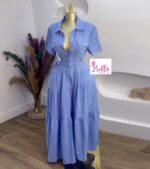 Robe chemise avec ceinture - bleue