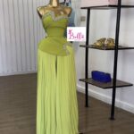 Ensemble pantalon et haut bustier avec perles - vert