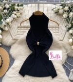 Haut avec anneau doré - noir (taille unique) – Image 2