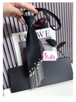 Cravate avec perles et chaînettes - noire