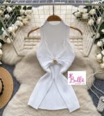 Haut avec anneau doré - blanc (taille unique) – Image 2