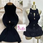 Haut avec anneau doré - noir (taille unique)