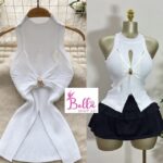 Haut avec anneau doré - blanc (taille unique)