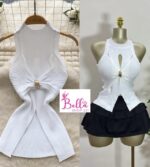 Haut avec anneau doré - blanc (taille unique)