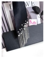 Cravate avec perles et chaînettes - noire – Image 2