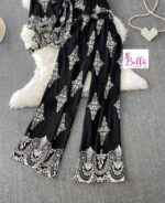 Ensemble pantalon et chemise + ceinture - noir blanc (taille unique) – Image 3