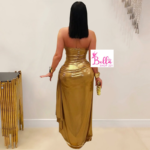 Robe moulante cut out - dorée – Image 2