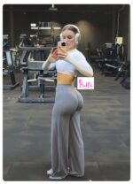 Legging taille haute seamless et bas large - gris