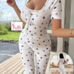 Ensemble de pyjama pantalon et haut détails cœurs - blanc multicolore – Image 2
