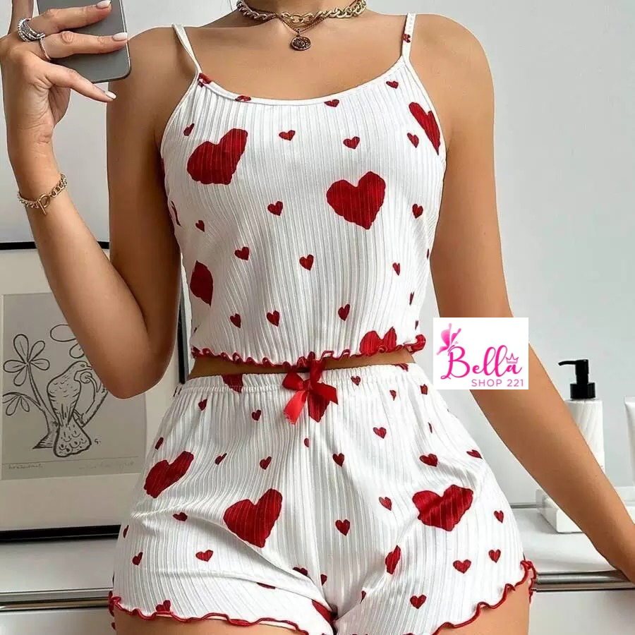 untitled-design-460 Ensemble de pyjama short et haut valentine - blanc rouge – Image 1